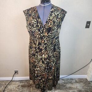 Glamour Olive, Tan & Black Animal-Print Midi Dress 18W (6418)